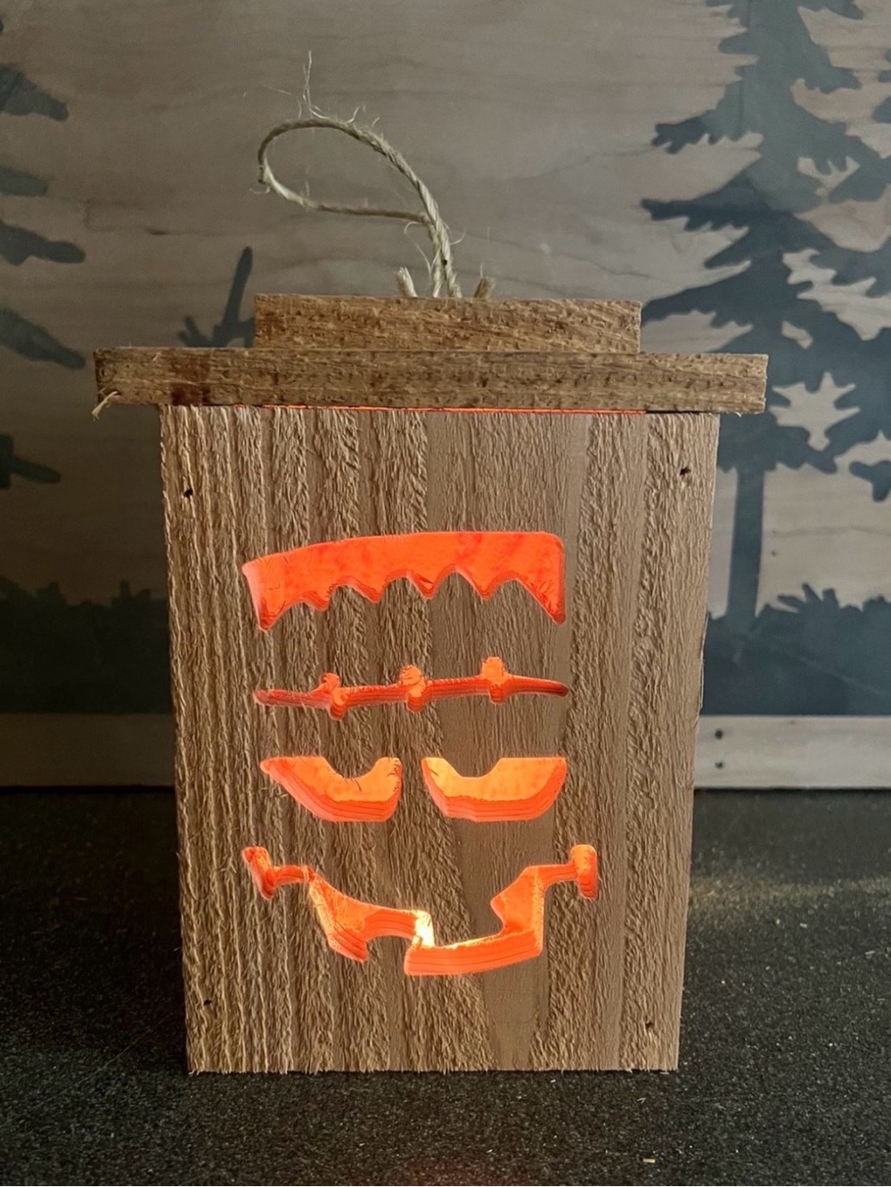 Handcrafted Wooden Halloween Lantern